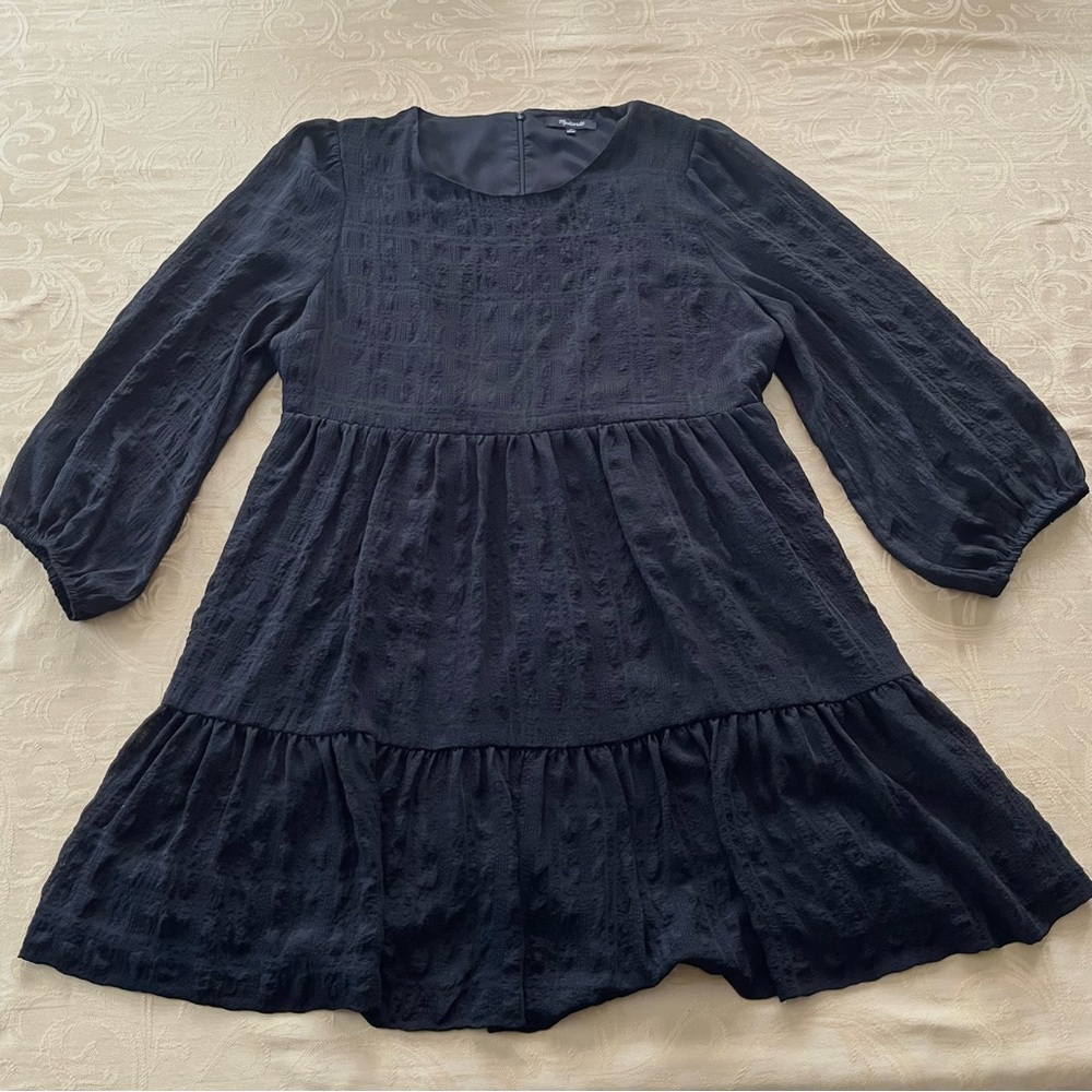Madewell Long Sleeve Black Tiered Dress